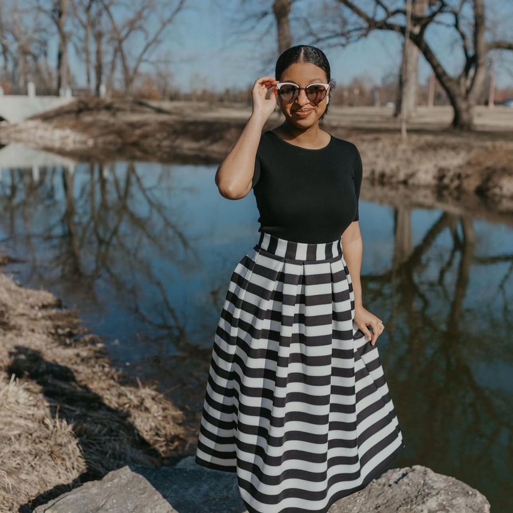 Asos Black and White Striped Skirt